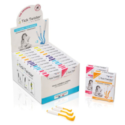 Tick Twister by O'TOM Silicone Handle 3 Hook 20 Pack Display Box